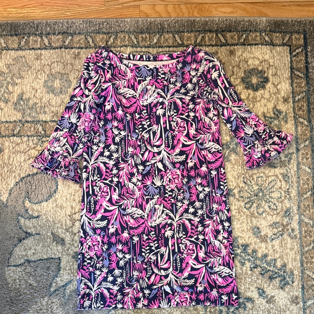 Lilly Pulitzer Pink and Blue Floral Long Sleeve Dress